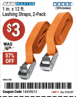 Harbor Freight Tools Haulmaster 1 in. x 12 ft. lashing straps offer