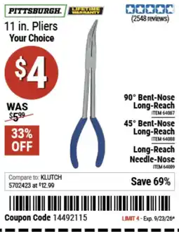 Harbor Freight Tools Pittsburgh 11 in. Pliers Your Choice offer