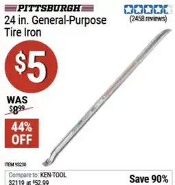 Harbor Freight Tools Pittsburgh 24 in. General-Purpose Tire Iron offer