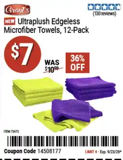Harbor Freight Tools Grant's ultraplush edgeless microfiber towels offer