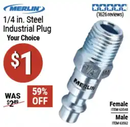 Harbor Freight Tools Merlin 1/4 in. Steel Industrial Plug Your Choice offer