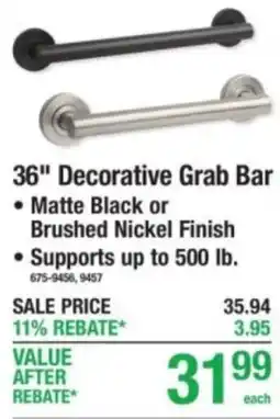 Menards 36" Decorative Grab Bar offer