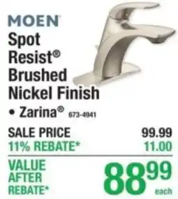 Menards Moen spot resist brushed nickel finish zarina offer