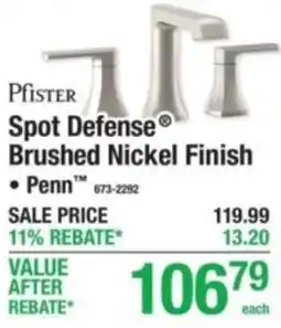 Menards Pfister spot defense brushed nickel finish offer