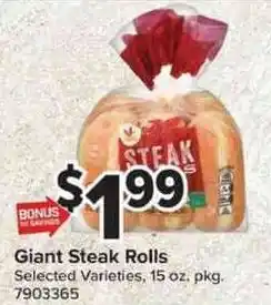 Giant Food Giant Steak Rolls offer