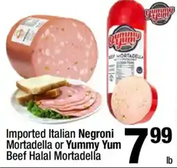 Super King Markets Imported Italian Negroni Mortadella or Yummy Yum Beef Halal Mortadella offer