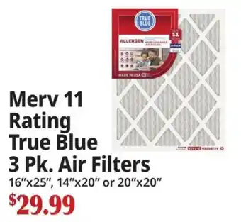 Ocean State Job Lot True Blue Merv 11 Rating Air Filters offer