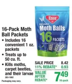 Menards Enoz moth balls offer
