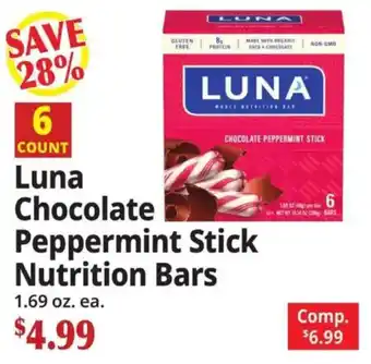 Ocean State Job Lot Luna chocolate peppermint stick nutrition bars offer