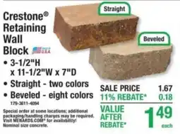 Menards Crestone retaining wall block offer