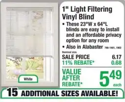 Menards 1" Light Filtering Vinyl Blind offer
