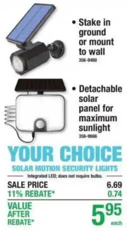 Menards Your Choice Solar Motion Security Lights offer