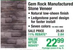 Menards Gem Rock manufactured stone veneer offer