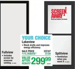 Menards Screen Away retractable screen offer