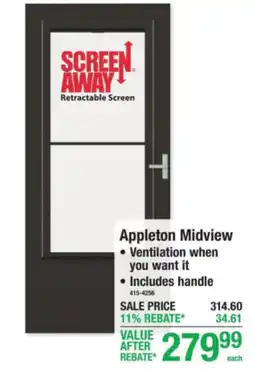 Menards Screen Away retractable screen offer
