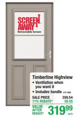 Menards Timberline Highview Retractable Screen offer