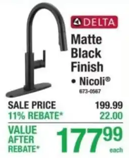Menards Delta nicoli matte black finish offer