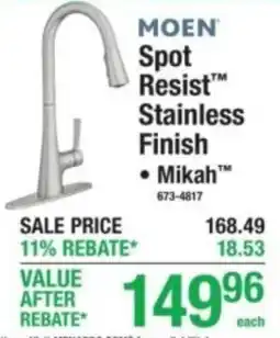 Menards Moen spot resist stainless finish mikah offer