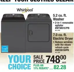 Menards Whirlpool washer and dryer offer