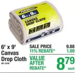 Menards Performax canvas drop cloth offer