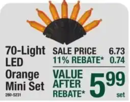 Menards 70-light led orange mini set offer