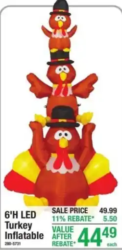 Menards 6'H LED Turkey Inflatable offer