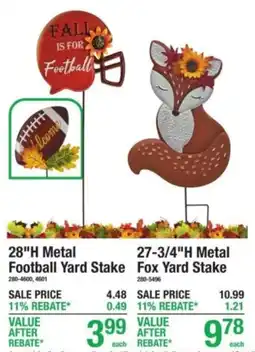 Menards 28"H Metal Football Yard Stake offer