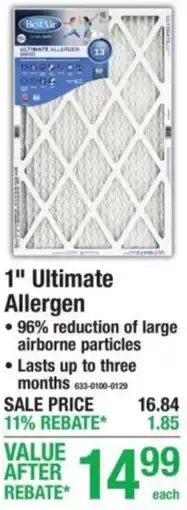 Menards BestAir 1" Ultimate Allergen offer