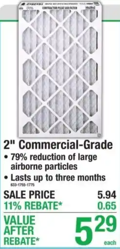 Menards 2" Commercial-Grade Contractor Pleat Air Filter offer
