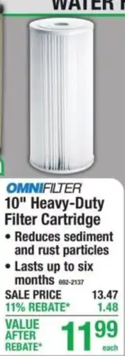 Menards OmniFilter 10" Heavy-Duty Filter Cartridge offer