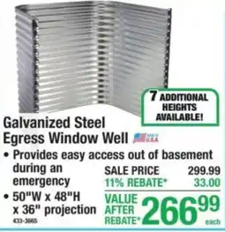 Menards Galvanized Steel Egress Window Well offer