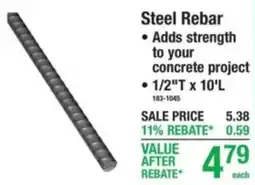 Menards Steel Rebar offer