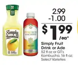 Kroger Simply Fruit Drink or Ade offer