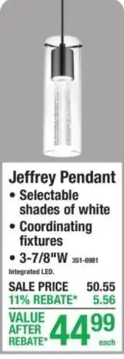 Menards Jeffrey Pendant offer