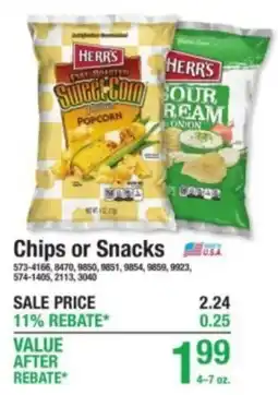 Menards Herr's chips or snacks offer