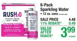 Menards Rush2o sparkling water offer