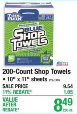 Menards Tool box professional blue shop towels offer
