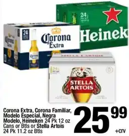 Super King Markets Corona Extra, Corona Familiar, Modelo Especial, Negra Modelo, Heineken or Stella Artois offer