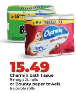 Hy-Vee Charmin Bath Tissue or Bounty Paper Towels offer