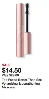 Ulta Beauty Too Faced Better Than Sex Volumizing & Lengthening Mascara offer
