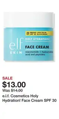 Ulta Beauty e.l.f. Cosmetics Holy Hydration! Face Cream SPF 30 offer