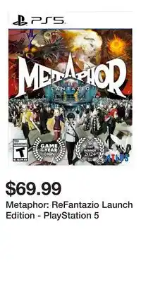 Game Stop Metaphor: ReFantazio Launch Edition - PlayStation 5 offer