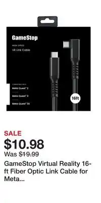Game Stop GameStop Virtual Reality 16-ft Fiber Optic Link Cable for Meta Quest 2, 3, and 3S offer
