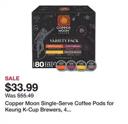 Office Depot Copper Moon Single-Serve Coffee Pods for Keurig K-Cup Brewers, 4 Blend Variety Pack, 80 Count offer