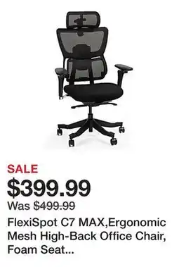 Office Depot FlexiSpot C7 MAX,Ergonomic Mesh High-Back Office Chair, Foam Seat in Black offer