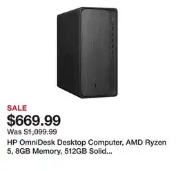 Office Depot HP OmniDesk Desktop Computer, AMD Ryzen 5, 8GB Memory, 512GB Solid State Drive, Windows 11 Home offer