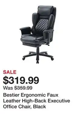 Office Depot Bestier Ergonomic Faux Leather High-Back Executive Office Chair, Black offer