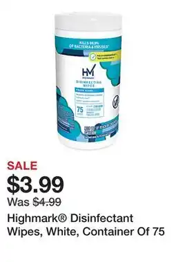 Office Depot Highmark Disinfectant Wipes, White, Container Of 75 offer