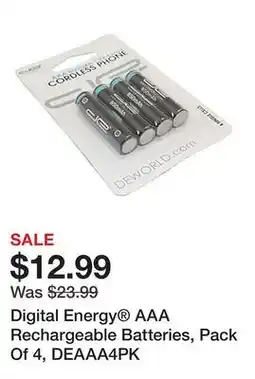 Office Depot Digital Energy AAA Rechargeable Batteries, Pack Of 4, DEAAA4PK offer