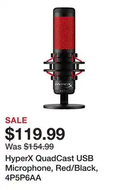 Office Depot HyperX QuadCast USB Microphone, Red/Black, 4P5P6AA offer